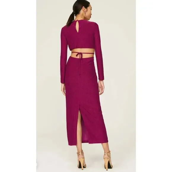 63. Monique Lhuillier Maxi Dress Womens 12 Sparkly Swiftie Cocktail Shimmery - Picture 2 of 9